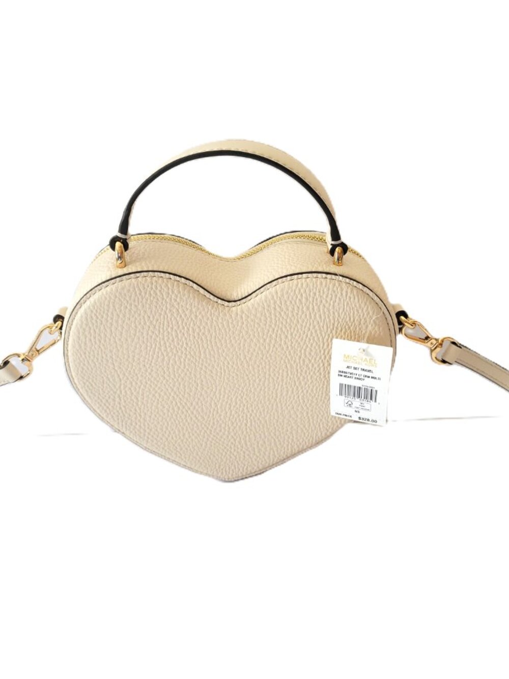 Michael Kors Jet Set Travel Small Heart Crossbody Top Handle Light Cream - Picture 3 of 6